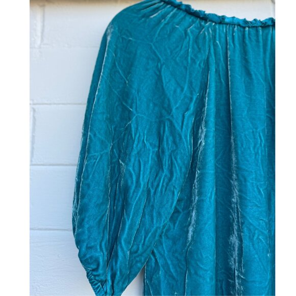 Sundance Teal Velvet Boho Peasant Blouse | Rayon Silk Blend | Size Small - Picture 3 of 8